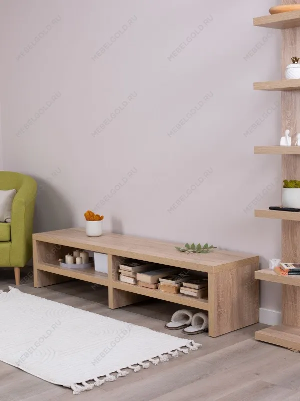 Тумба ТВ Энкель, 2 полки, 160х37x38 см, дуб беленый | изображение 1