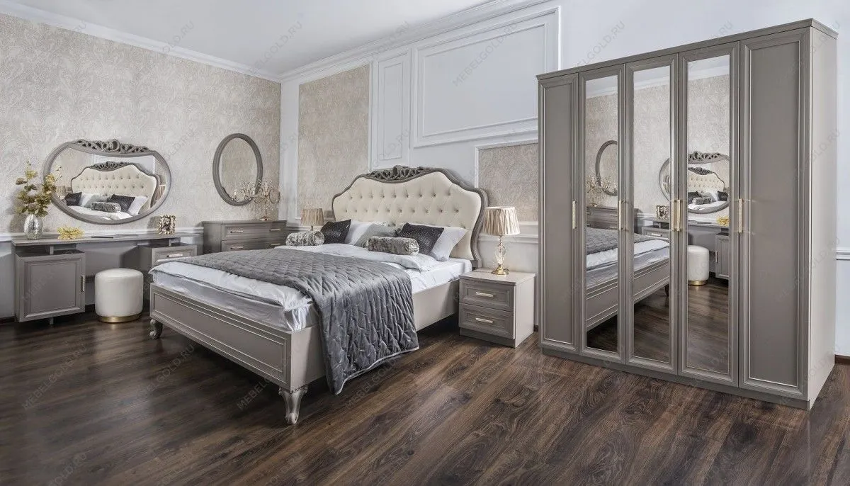 Шкаф Мокко 3-дверный с зеркалом серый камень | изображение 4