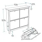 Обувница Сага с 4 откидными ящиками 113х108 белая | изображение 10