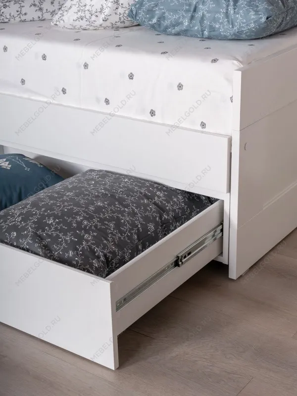 Кровать раздвижная Сириус, с ящиками, 90х200/180х200 см, белая | изображение 5