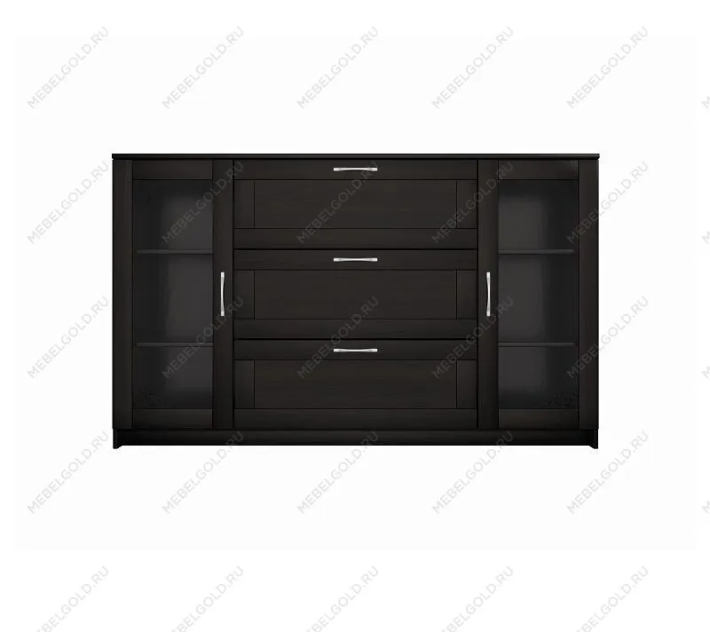 БРИМНЭС / СИРИУС тумба ИКЕА / IKEA 2 двери со стеклом и 3 ящика 156х95 Дуб Венге | изображение 1