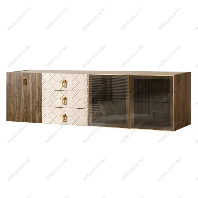 Комод 2.1м Bogemia Woodline Fly Wood Fa (Слоновая кость) (Novabuk/Золото) БМКМ-5[5][10]