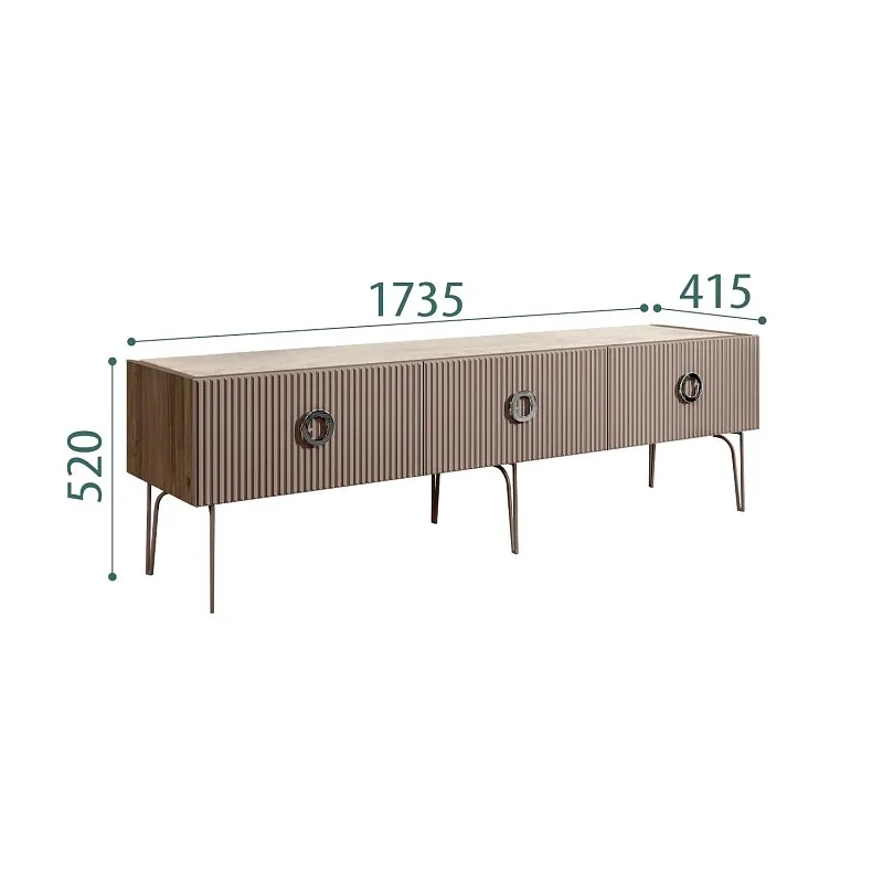 Тумба под телевизор 1.6м Bogemia Woodline Fi (Мокка) (Novabuk/Хром) БМТ-1(Fi)