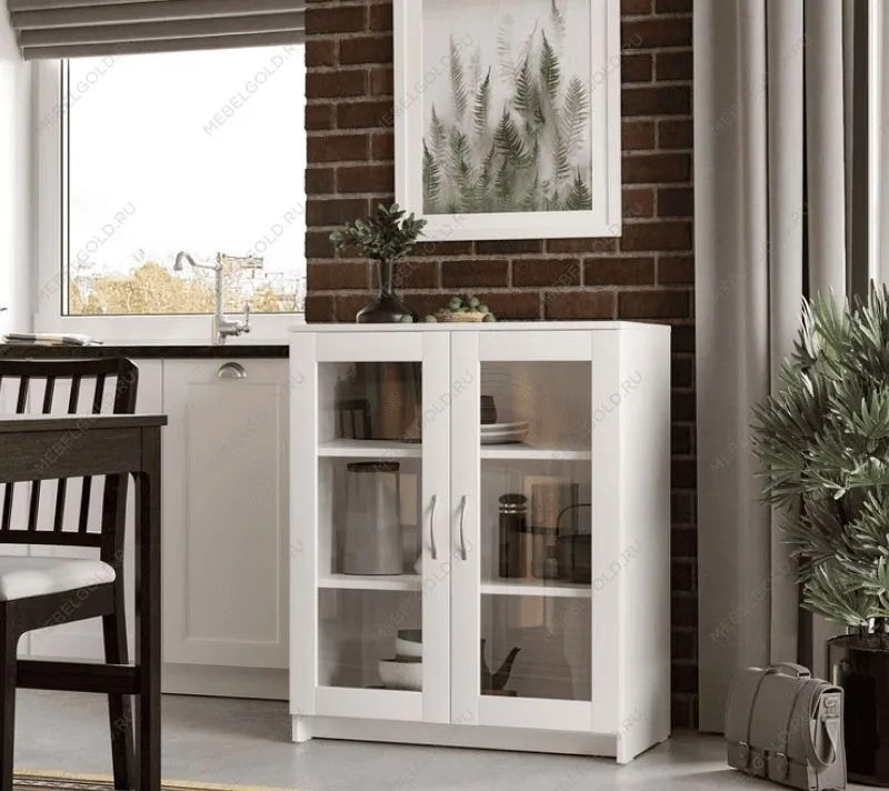 БРИМНЭС / СИРИУС тумба ИКЕА / IKEA 2 двери со стеклом 78х95 белая | изображение 4