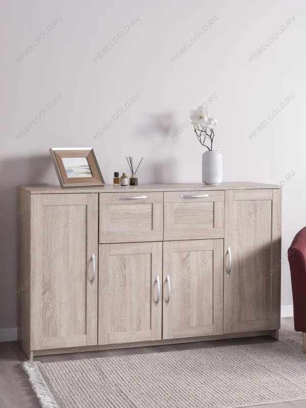Тумба Сириус, 4 двери и 2 ящика, 156х41х95 см, дуб сонома | изображение 2