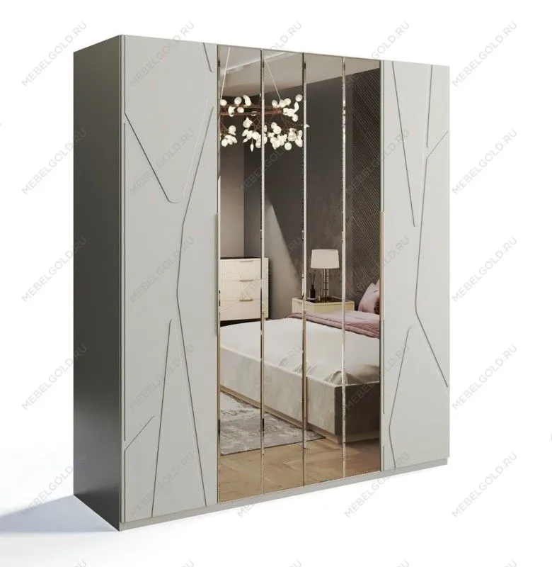 Шкаф Лейла 4-дверный светло серый камень