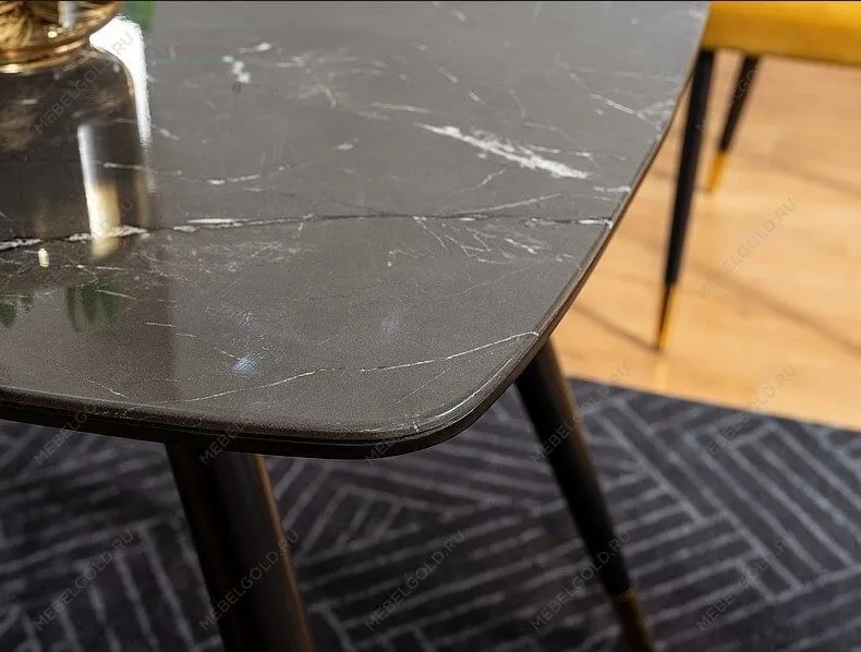 Стол обеденный Signal CYRYL I (эффект черного камня/черный/золотой) | изображение 3