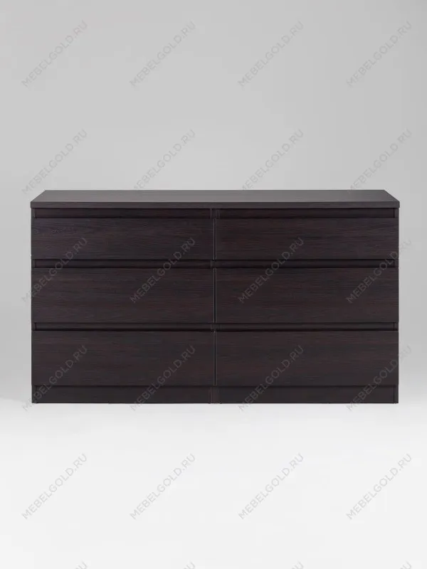 Комод Кастор, 6 ящиков, 129х40х71 см, черно-коричневый, дуб венге | изображение 10