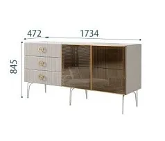 Комод 1.6м Bogemia Fillini (Шелк) (Novabuk/Золото) БМКМ-4(Fi)[5]