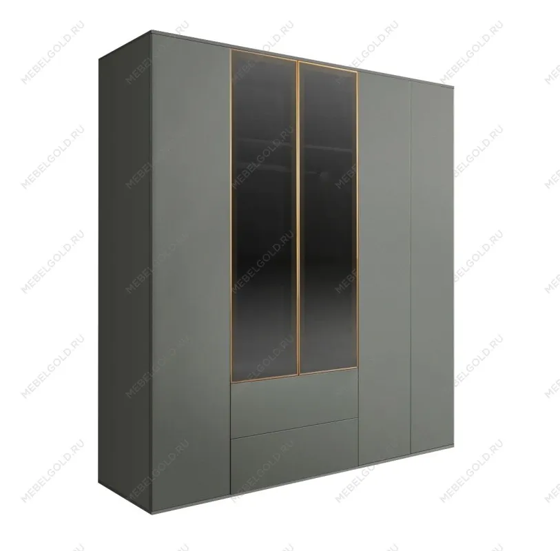 Шкаф 5-ти дв. с ящиками Bogemia Air (Серый/Золото) БМШ2/52(2)