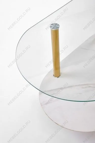 Стол журнальный Halmar DUCAT (белый мрамор/прозрачный/золотой) | изображение 4
