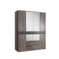 Шкаф 4-х дверный с зеркалом, с ящиками Римини СОЛО (Орех империя/Серебро) РМШ1/41(s)
