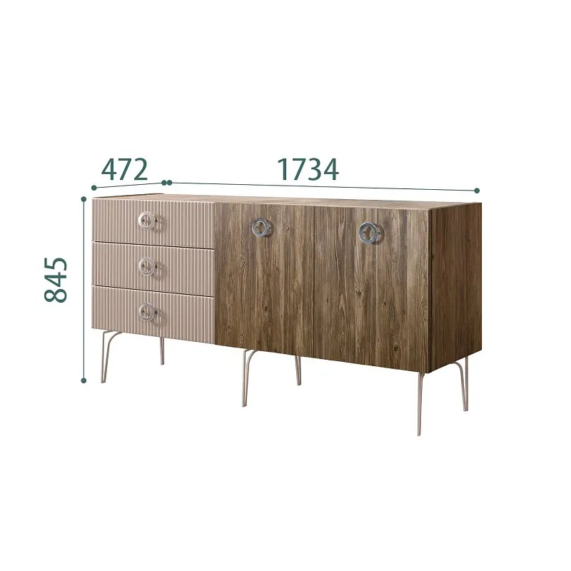 Комод 1.6м Bogemia Woodline Wood Fi (Мокка) (Novabuk/Хром) БМКМ-4