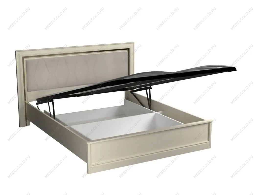 Кровать 1600 с мягкой вставкой изголовья и подъемным механизмом, Сиена (1890*2110*1100), Береза бежевая