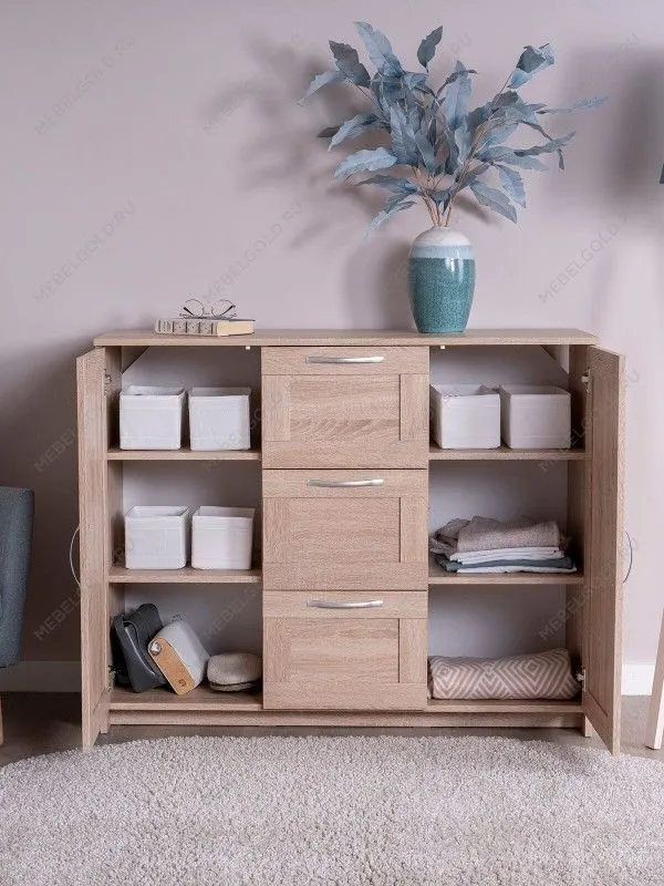 Тумба Сириус, 2 двери и 3 ящика, 117х41х95 см, дуб сонома | изображение 1