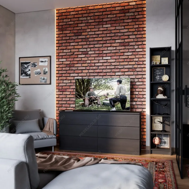 Комод Варма, 6 ящиков, горизонтальный, 160х78х40 см, шпон натурального дерева, ясень черный | изображение 6