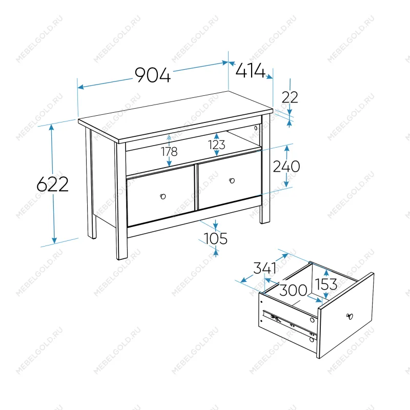 САГА тумба 2 ящика белая/ясень | изображение 3