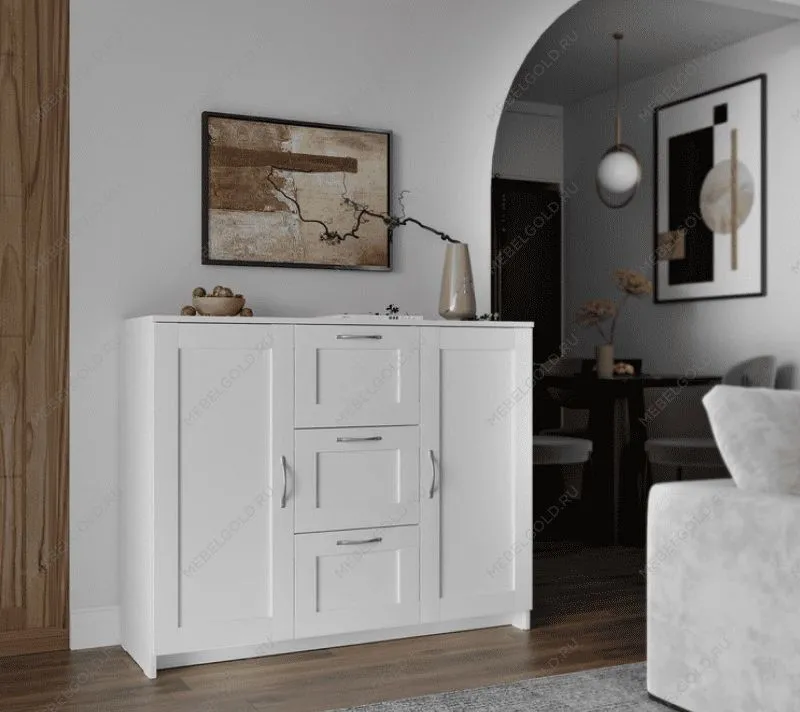 BRIMNES / СИРИУС тумба ИКЕА / IKEA 2 двери и 3 ящика 117х95 белая | изображение 4