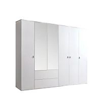 Шкаф 5-ти дверный с зеркалом, с ящиками Римини (Белый/Серебро) РМШ1/51