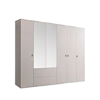 Шкаф 6-ти дверный с зеркалом, с ящиками Римини (Слоновая кость/Серебро) РМШ1/61