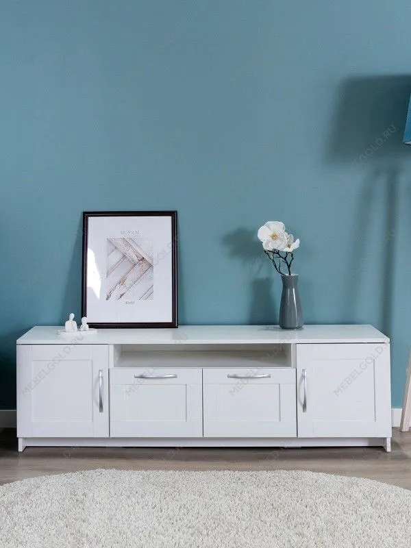 Тумба для ТВ Сириус, 2 двери и 2 ящика, 156х41х47 см, белая | изображение 1