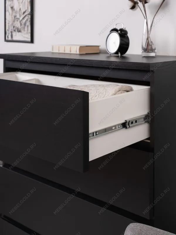 Комод Варма, 4 ящика, 80х100х40 см, шпон натурального дерева, ясень черный | изображение 10