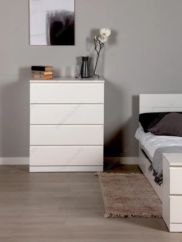 Комод Варма, 4 ящика, 80х100х40 см, эмаль белая | изображение 11