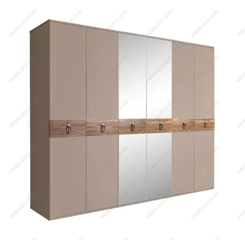 Шкаф 6-ти дв. с зеркалами Bogemia Wood Fa (Мокка/Хром) БМШ1/6(Wo)