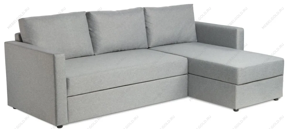 Диван угловой трехместный Вало с коротким подлокотником, серый, рогожка