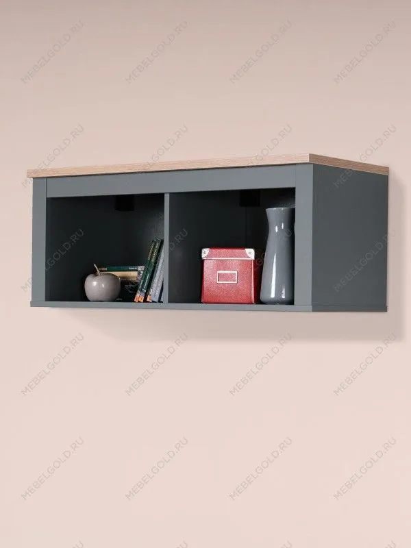 Полка навесная Сага, 2 секции, серая/ясень | изображение 1