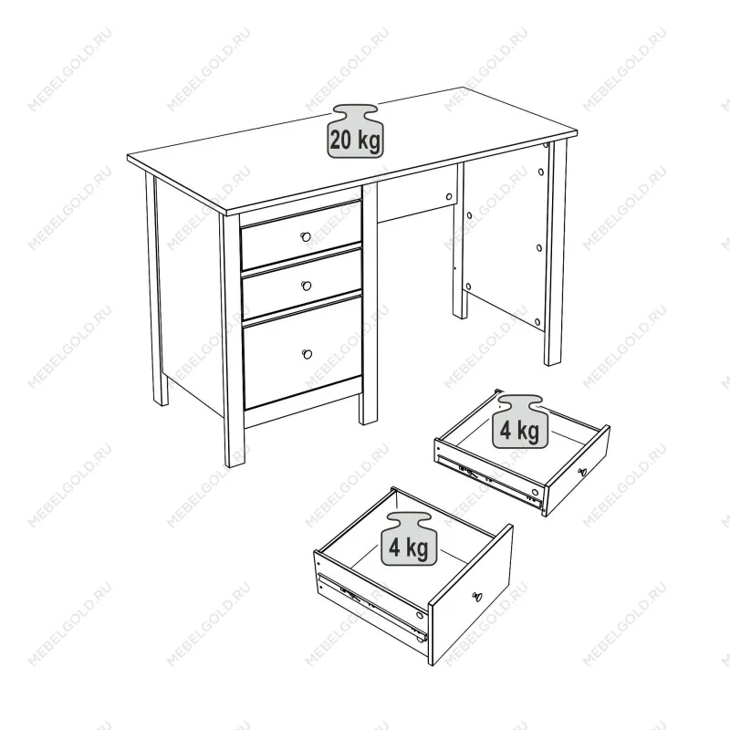 Стол письменный Сага, 120х56, серый | изображение 13