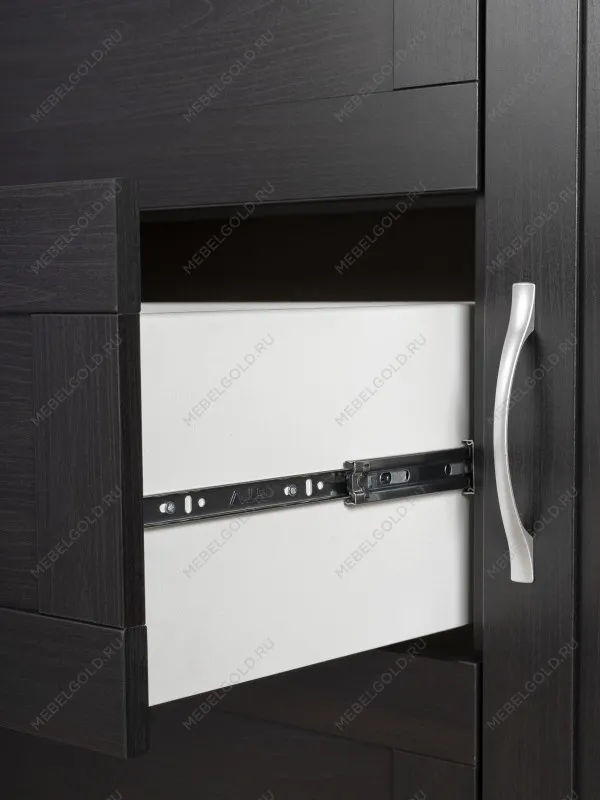 Тумба Сириус, 2 двери и 3 ящика, 156х41х95 см, дуб венге, черно-коричневая | изображение 4