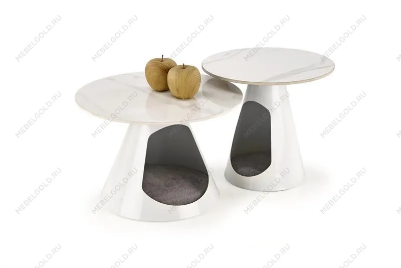 Комплект Halmar OSARIO, 2 стола журнальных (белый мрамор/белый)