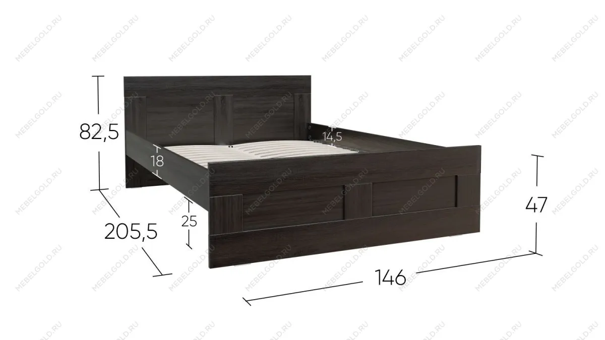 Кровать двуспальная Сириус, 140х200 см, черный, дуб венге | изображение 4