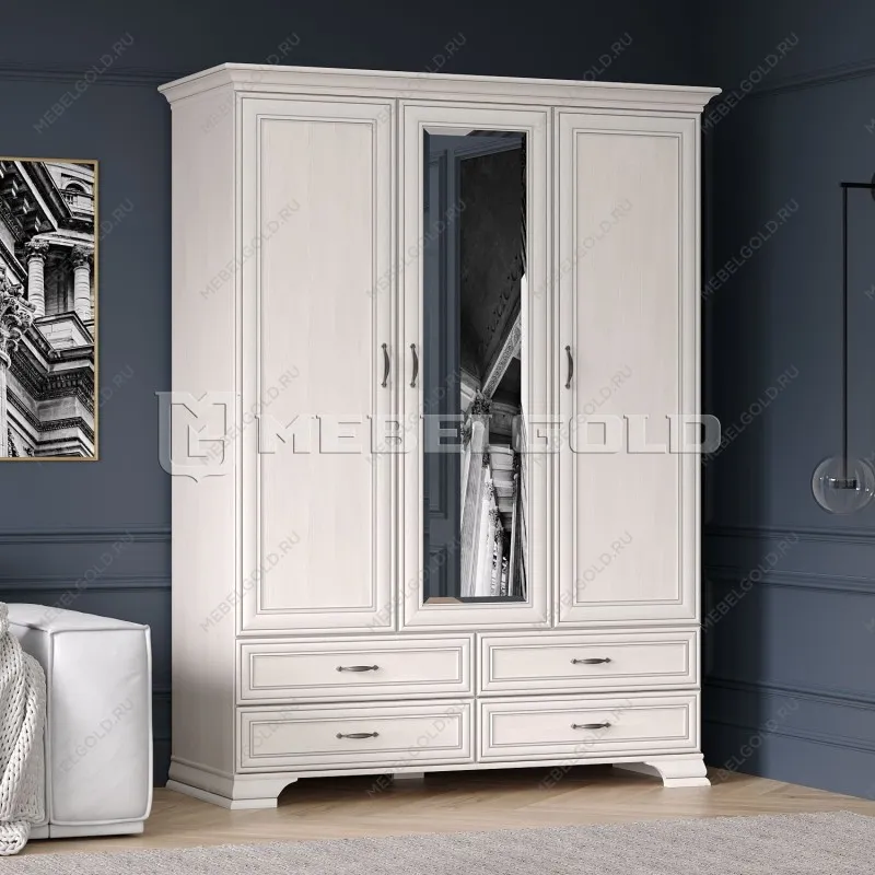 Шкаф 3-створчатый Тиффани 3D4S вудлайн кремовый | изображение 2