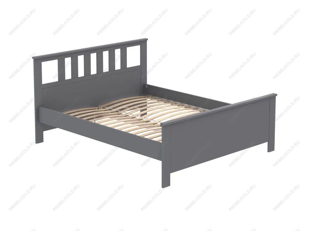 Кровать двуспальная Сага, 160х200 см, серая | изображение 16