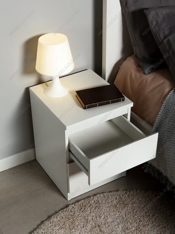 Тумба прикроватная Кастор, 2 ящика, 40х37х49 см, белая | изображение 14