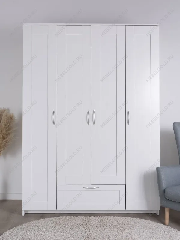 Шкаф Сириус, 4 двери и 1 ящик, 156х59х220 см, белый | изображение 7