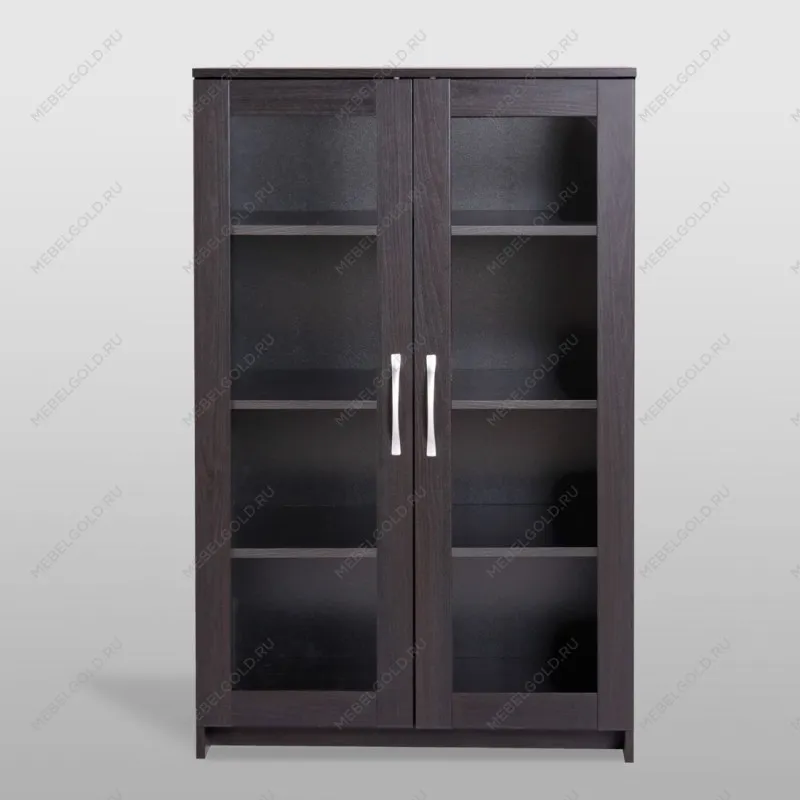 Тумба Сириус, 2 двери со стеклом, 78х41х124 см, дуб венге, черно-коричневая | изображение 6