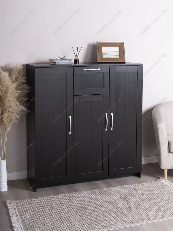 Тумба Сириус, 3 двери, 1 ящик, 117х41х124 см, дуб венге, черно-коричневая | изображение 5