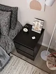 Тумба прикроватная Мальта, 2 ящика, 48х40х54 см, черная, дуб венге | изображение 3