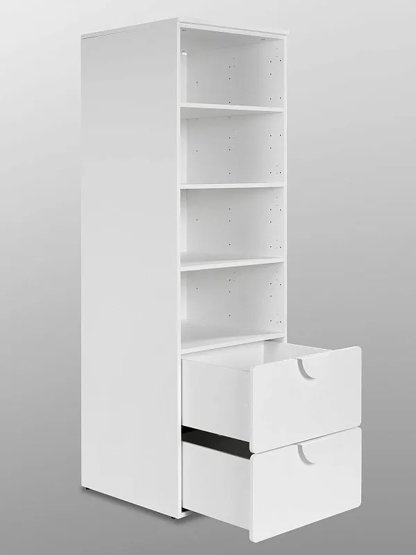 Стеллаж Пикси, с двумя выдвижными ящиками 60x57x180, белый (робкий подснежник) | изображение 15