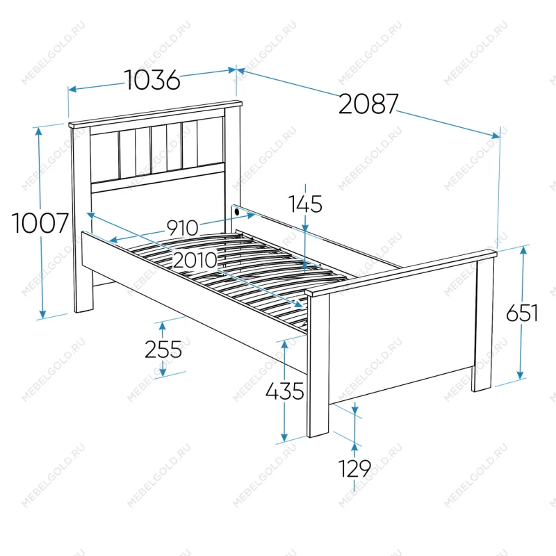 САГА кровать одинарная 90х200 белая/ясень | изображение 1