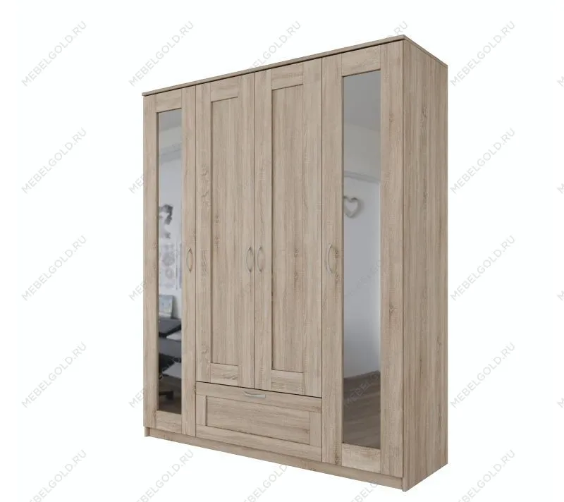 БРИМНЭС / СИРИУС Шкаф ИКЕА / IKEA комбинированный 4 двери и 1 ящик сонома (с 2 зеркалами) | изображение 3