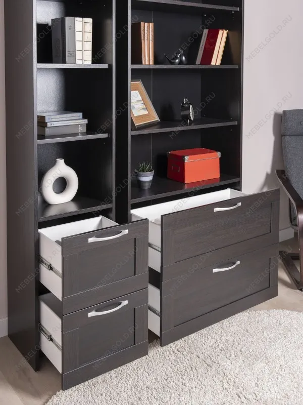 Стеллаж Сириус, 2 ящика, 78х35х190 см, черный, дуб венге | изображение 2