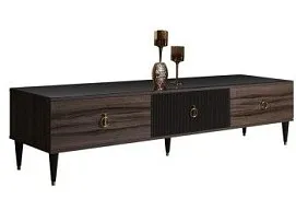 Тумба под телевизор 3 ящика Римини СОЛО (Орех империя/Золото) РМТ-4(s)