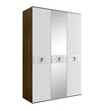 Шкаф 3-х дверный с зеркалом Bogemia Woodline Fa (Белый/Золото) БМШ1/3