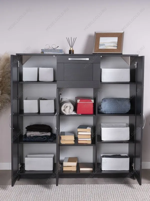 Тумба Сириус, 3 двери, 1 ящик, 117х41х124 см, дуб венге, черно-коричневая | изображение 1