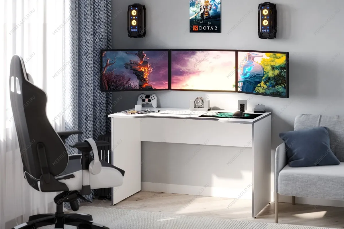 Стол компьютерный Вардиг К3, 120х65х75 см, белый/серый | изображение 1