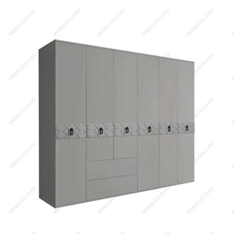 Шкаф 6-ти дверный с ящиками, Bogemia Farfalle (Серый/Черный) БМШ2/61(Fa)